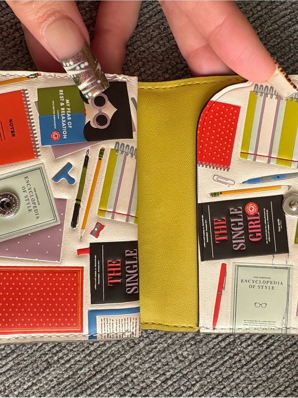 kate spade multicolor book-print compact wallet